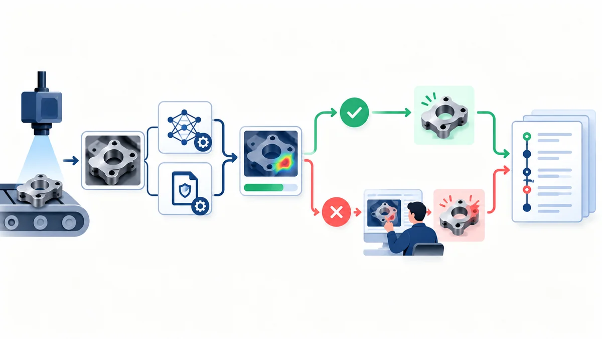 카메라 원본과 AI 모델 버전, 판정 규칙을 연결하는 검사 데이터 흐름